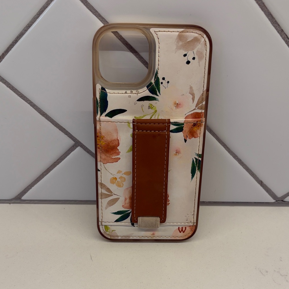 Floral Phone Case with Brown Strap